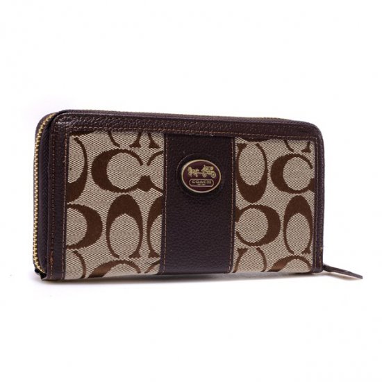 Coach Zippy In Signature Large Coffee Wallets BLV | Women